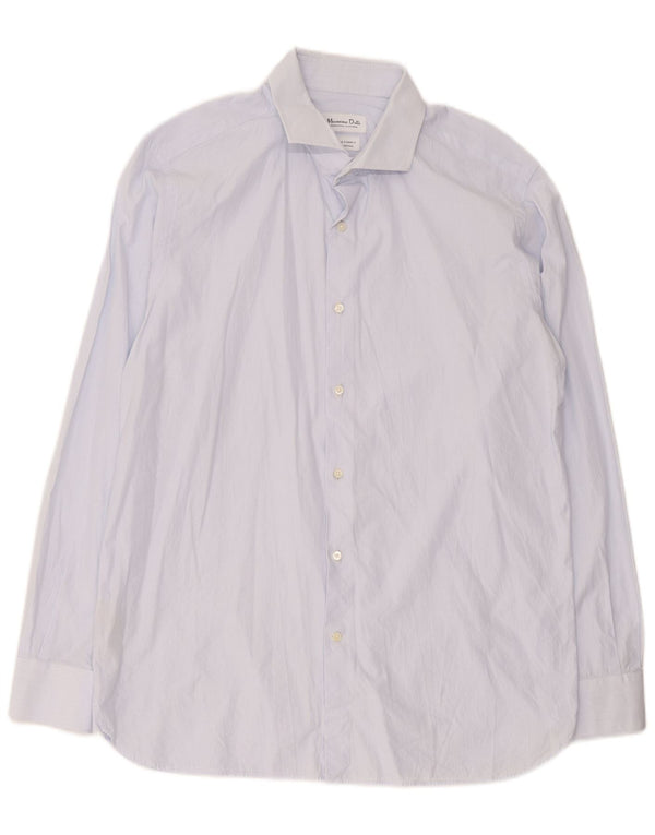 Camicia da uomo Massimo Dutti taglia 44 17 XL cotone gessato blu