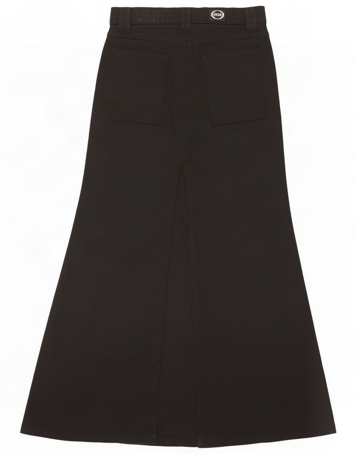 Gonna lunga da donna vintage piccola W30 in cotone nero