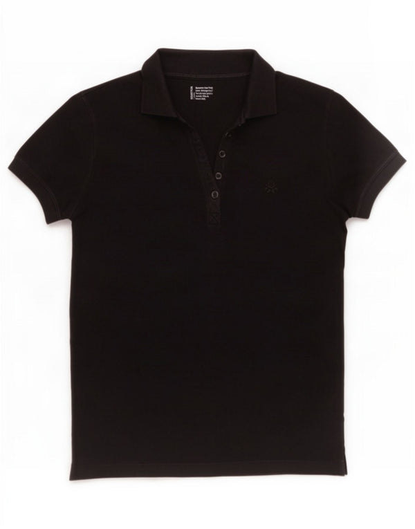 Polo da donna Benetton UK 10 piccola in cotone nero