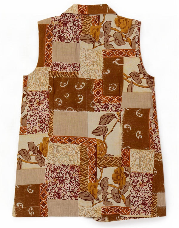 Gilet vintage da donna UK 12 Patchwork beige medio