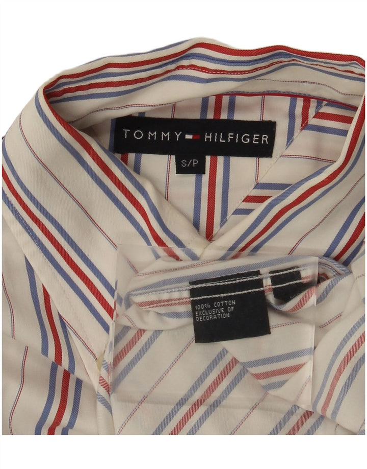 Camicia da uomo Tommy Hilfiger piccola in cotone gessato bianco