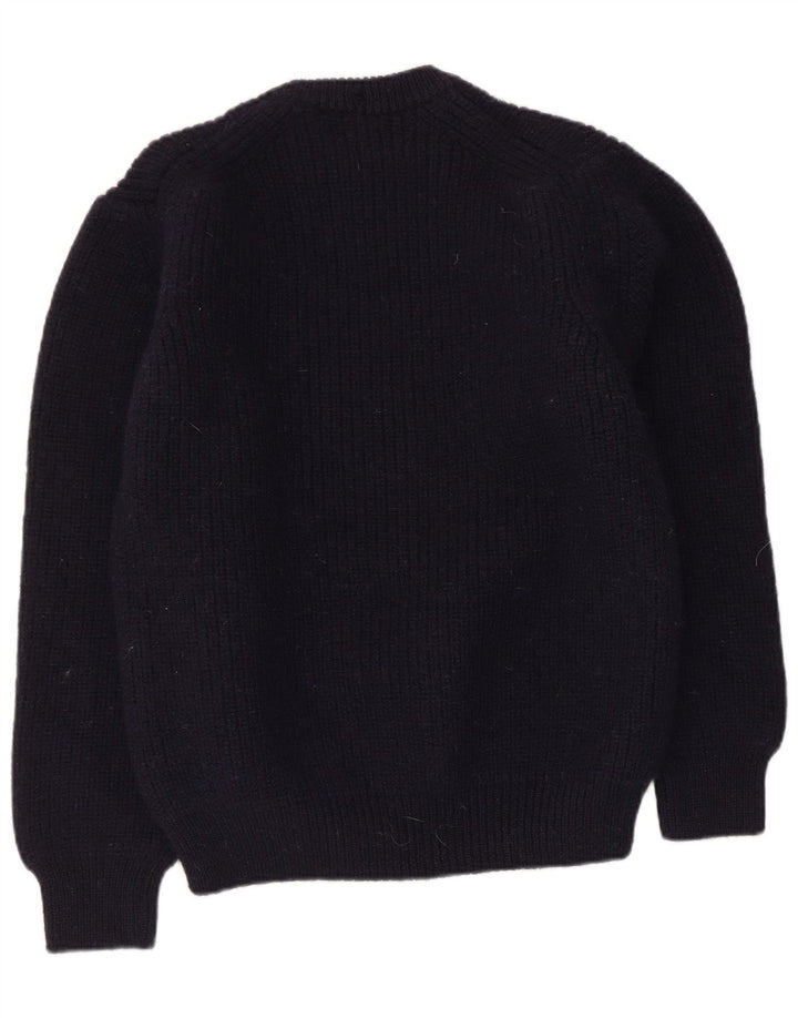 Barbour Uomo Girocollo Maglione Maglione Grande Blu Navy Lana Nuova