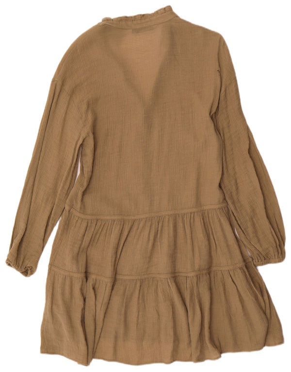 Abito a strati a maniche lunghe da donna Zara UK 10 piccolo in viscosa kaki