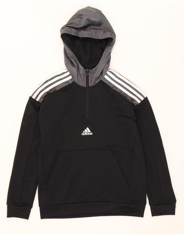 Maglione con cappuccio e zip Adidas Aeroready da ragazzo, 11-12 anni, color block nero