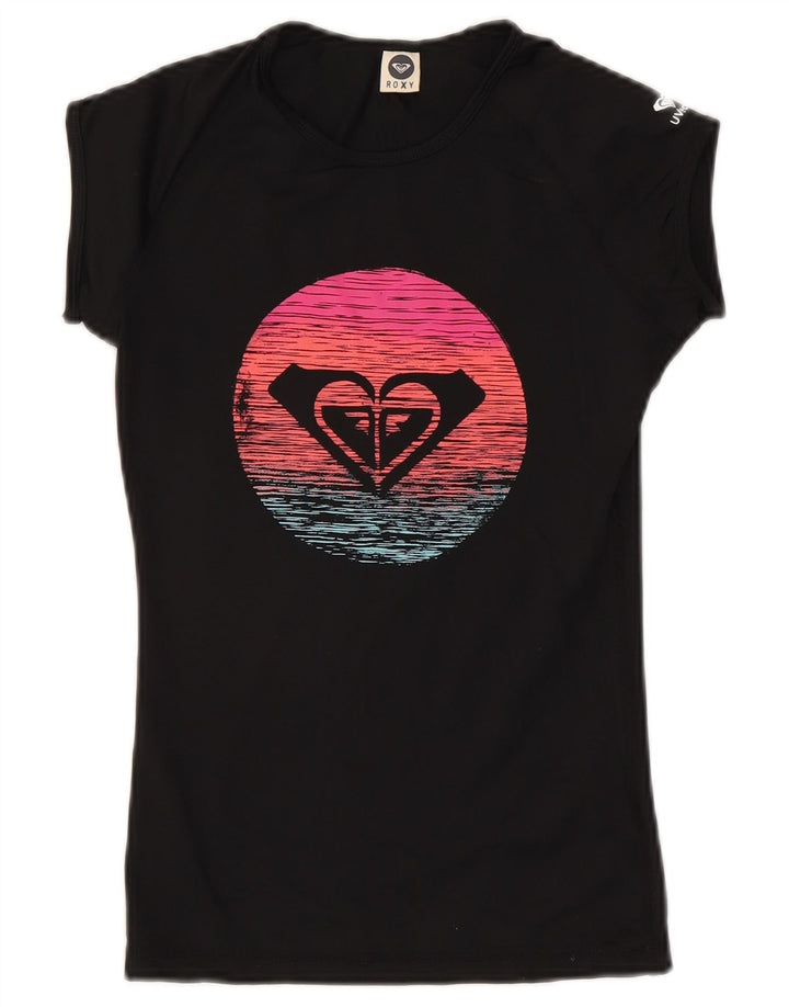 T-shirt grafica da donna Roxy Top UK 8 Small Poliestere nero