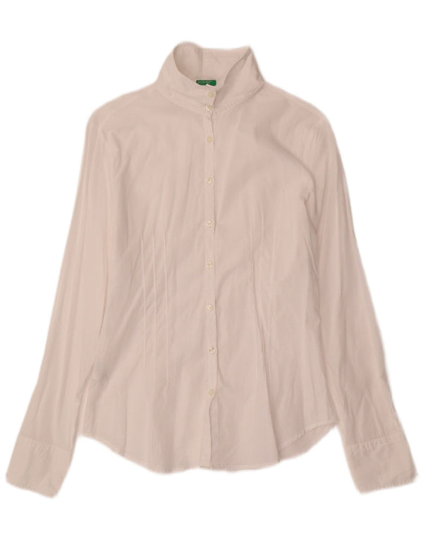 Camicia Benetton Donna UK 10 Small Cotone Bianco