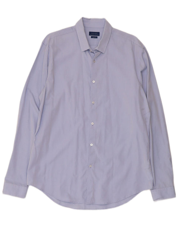 Camicia Zara da uomo slim fit XL in cotone blu