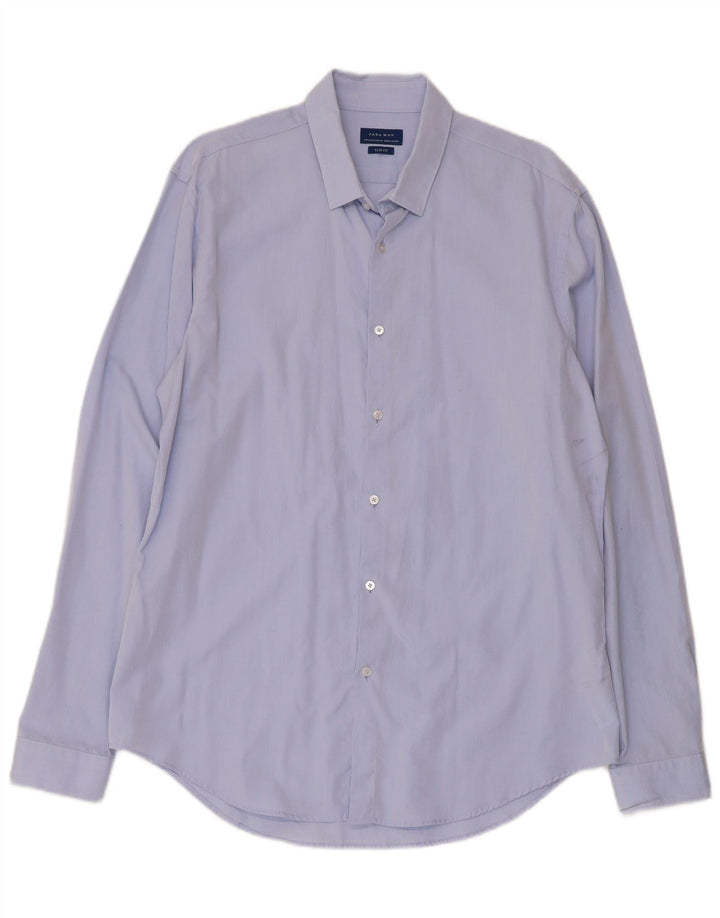 Camicia Zara da uomo slim fit XL in cotone blu