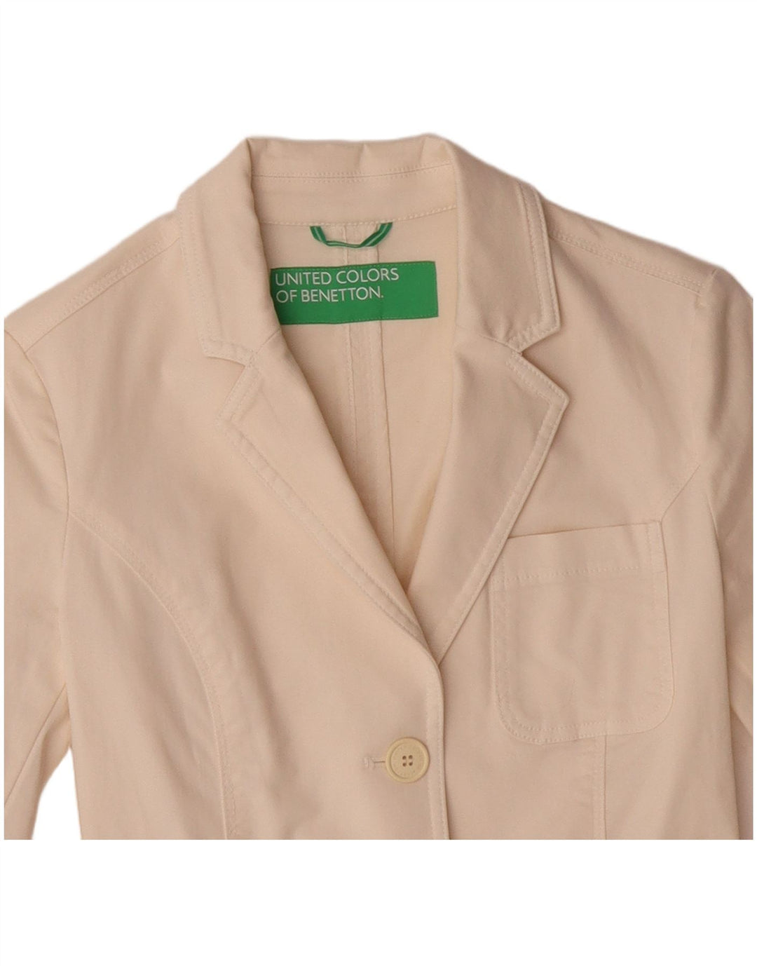 BENETTON Womens 2 Button Blazer Jacket UK 10 Small Off White