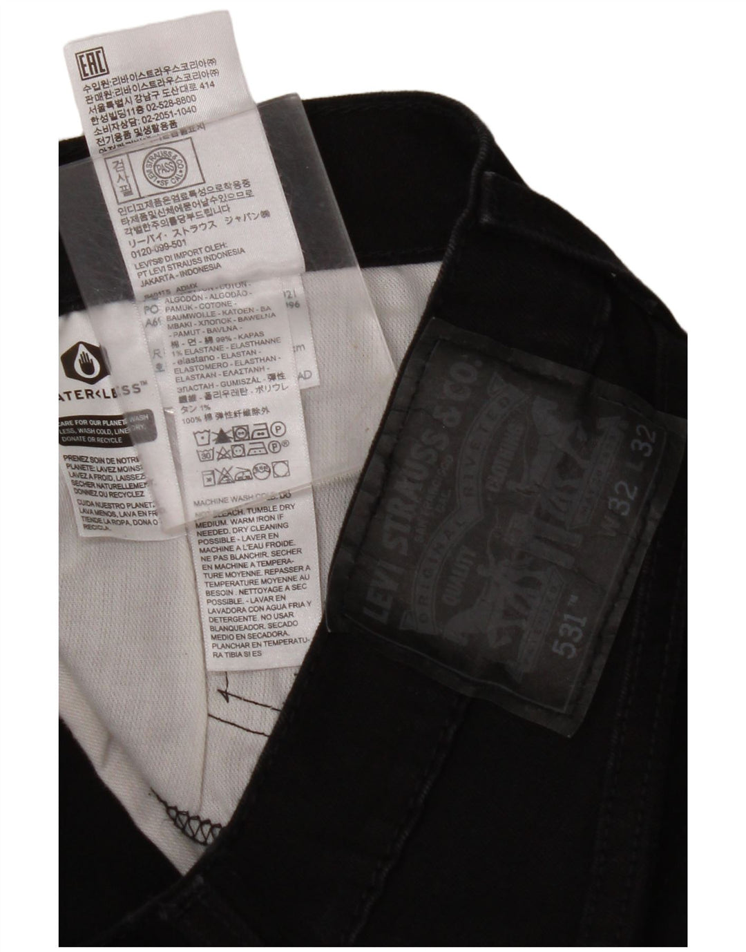 LEVI'S Jeans da uomo 531 slim W32 L32 cotone nero