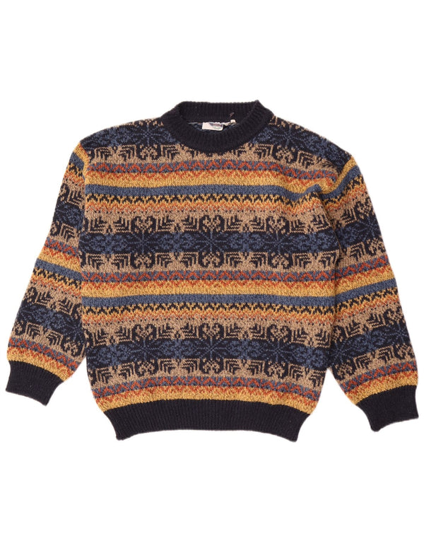 Maglione vintage da uomo con collo alto e collo alto IT 50 medio multicolore