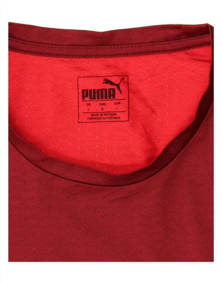 PUMA Mens T-Shirt Top Large Red Polyester Vintage Puma and Second-Hand Puma from Messina Hembry 
