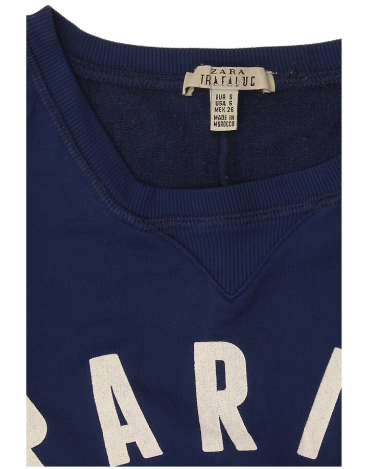 Felpa oversize grafica da donna Zara Paris UK 10 piccola blu