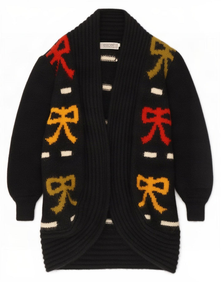 Maglione cardigan con motivo astratto lungo da donna Excel UK 10 piccolo nero
