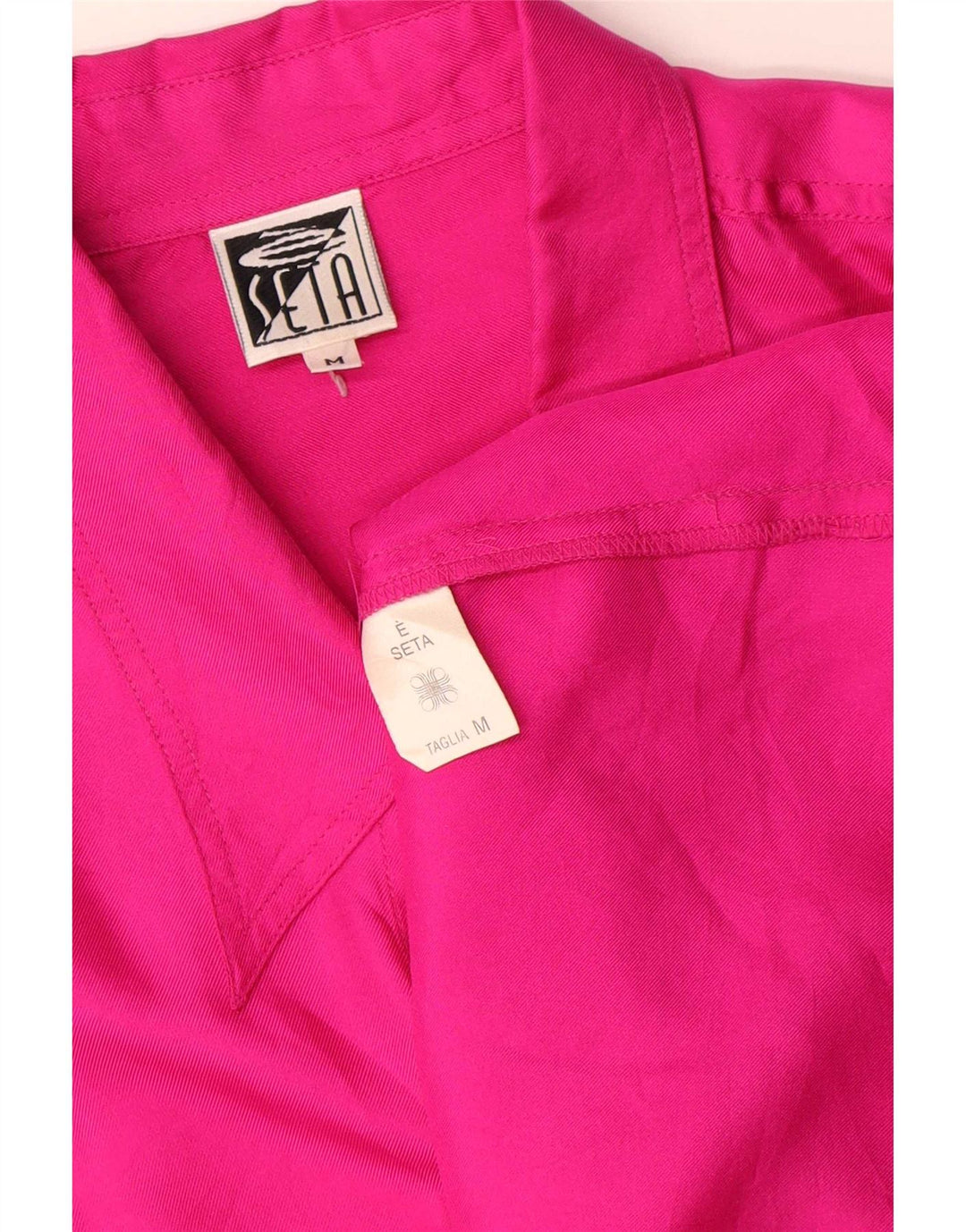 Camicetta camicia oversize da donna vintage UK 14 seta rosa media