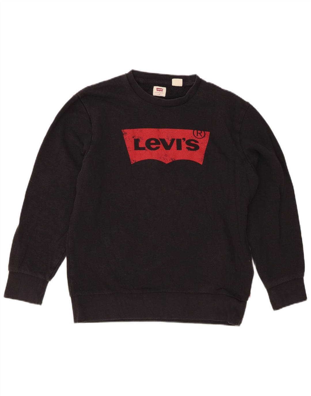 LEVI'S Womens Oversized Graphic Sweatshirt Jumper UK 10 Small Black Cotton