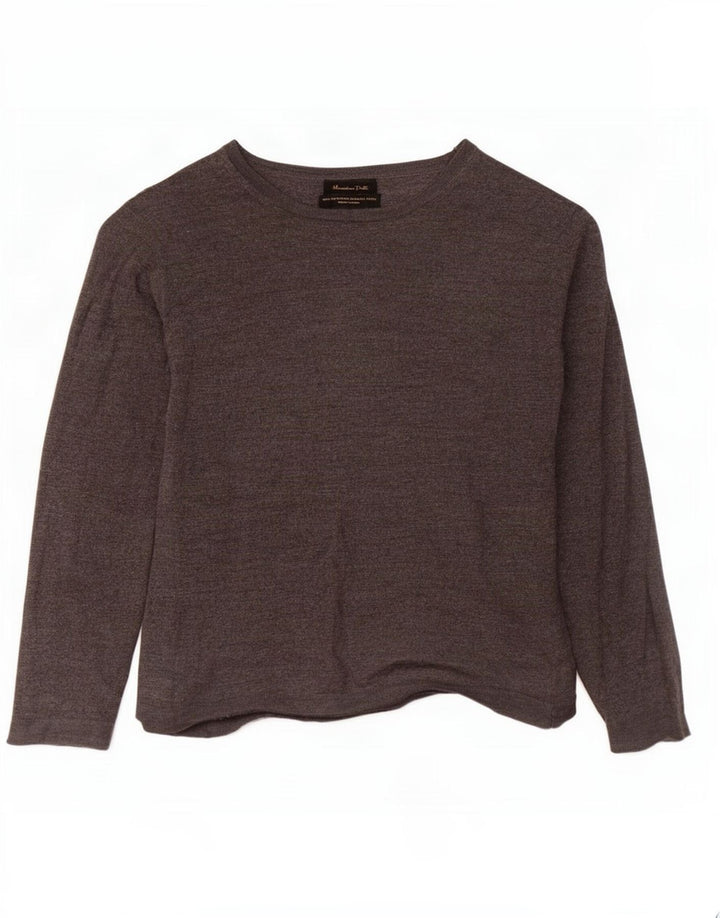 Massimo Dutti Maglione Bambina con Scollo a Barca 7-8 Anni in Lana Grigia