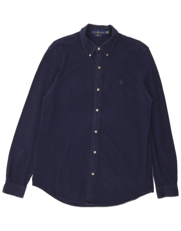 Ralph Lauren Camicia da uomo in rete leggera piuma di grandi dimensioni in cotone blu navy