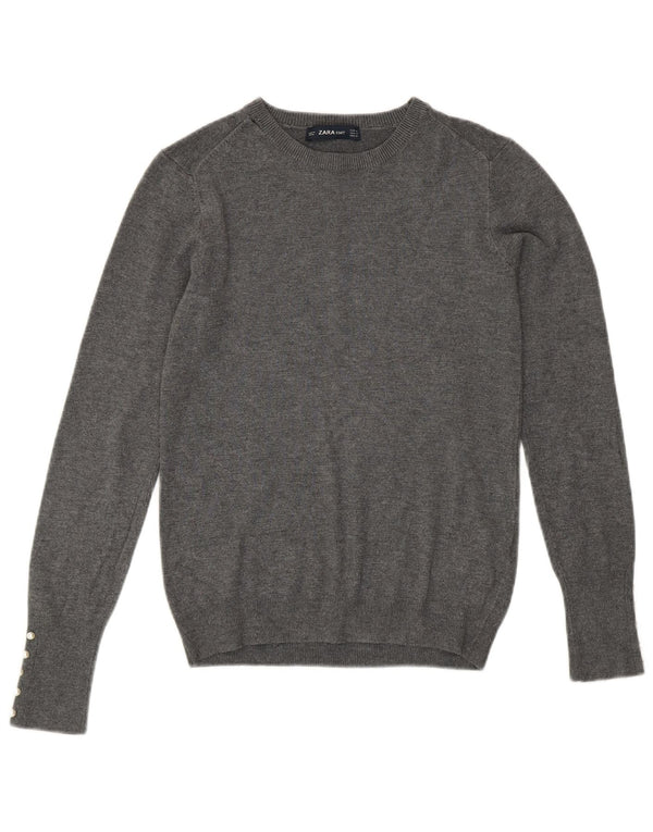 Maglione maglione girocollo da donna Zara UK 12 Viscosa grigio medio