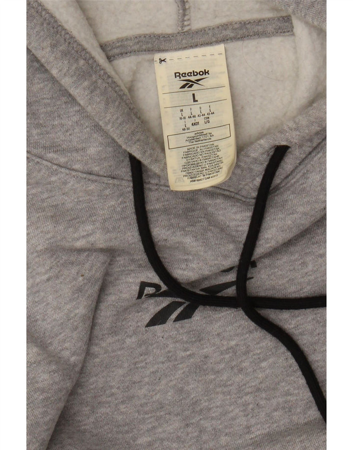 Felpa con cappuccio Reebok da donna con vestibilità ampia grafica UK 16/18 Large Grey Sports