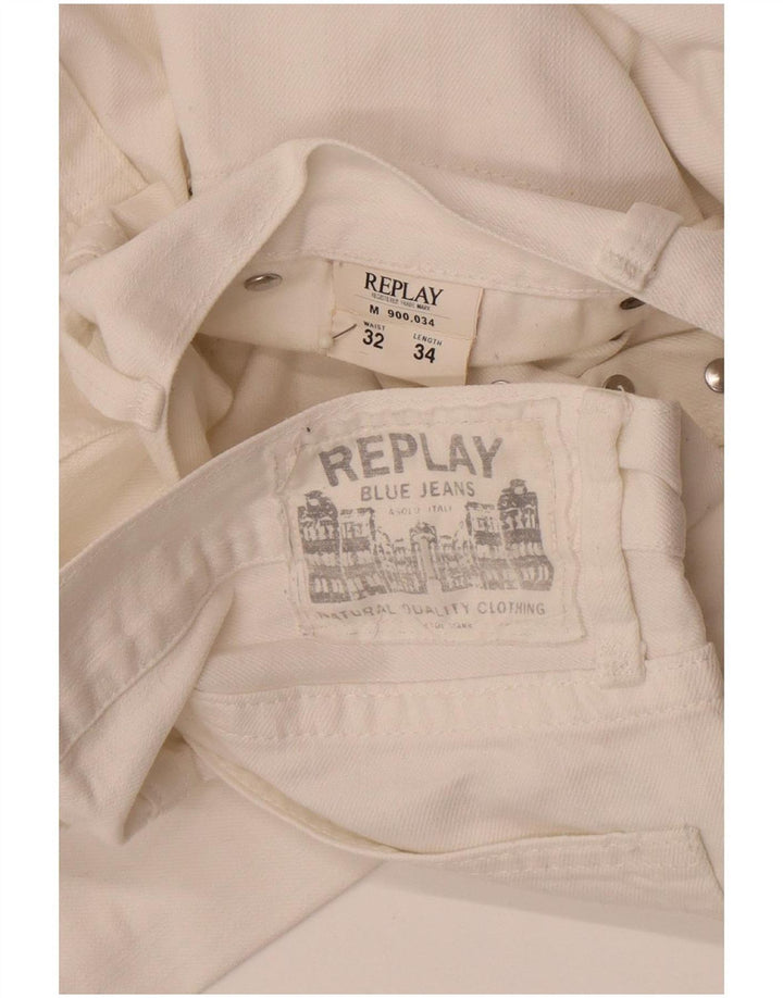Jeans dritti da uomo Replay W32 L31 cotone bianco