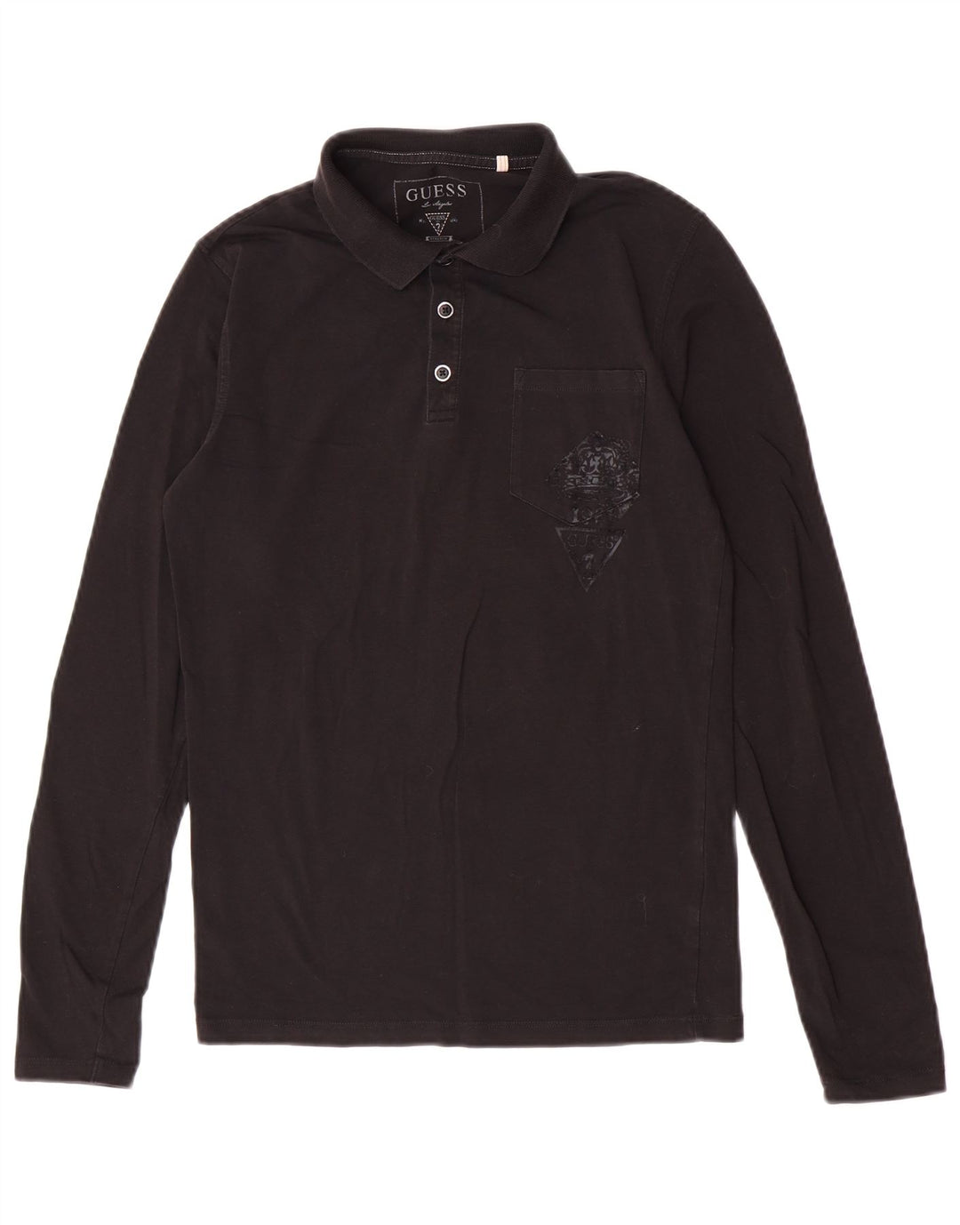 Polo Guess da uomo a maniche lunghe piccola nera