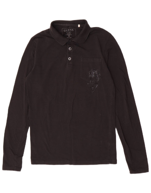 Polo Guess da uomo a maniche lunghe piccola nera