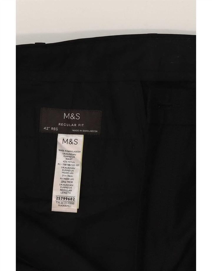 Pantaloni casual vestibilità regolare da uomo Marks & Spencer W42 L31 poliestere nero