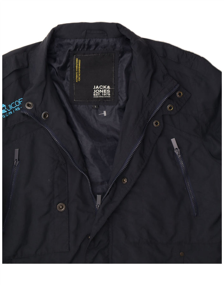 JACK & JONES Mens Windbreaker Jacket UK 40 Large Navy Blue Vintage Jack & Jones and Second-Hand Jack & Jones from Messina Hembry 