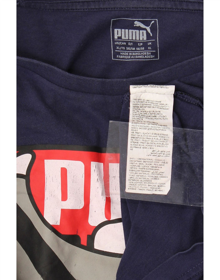 T-shirt grafica da uomo PUMA Top XL in cotone blu navy