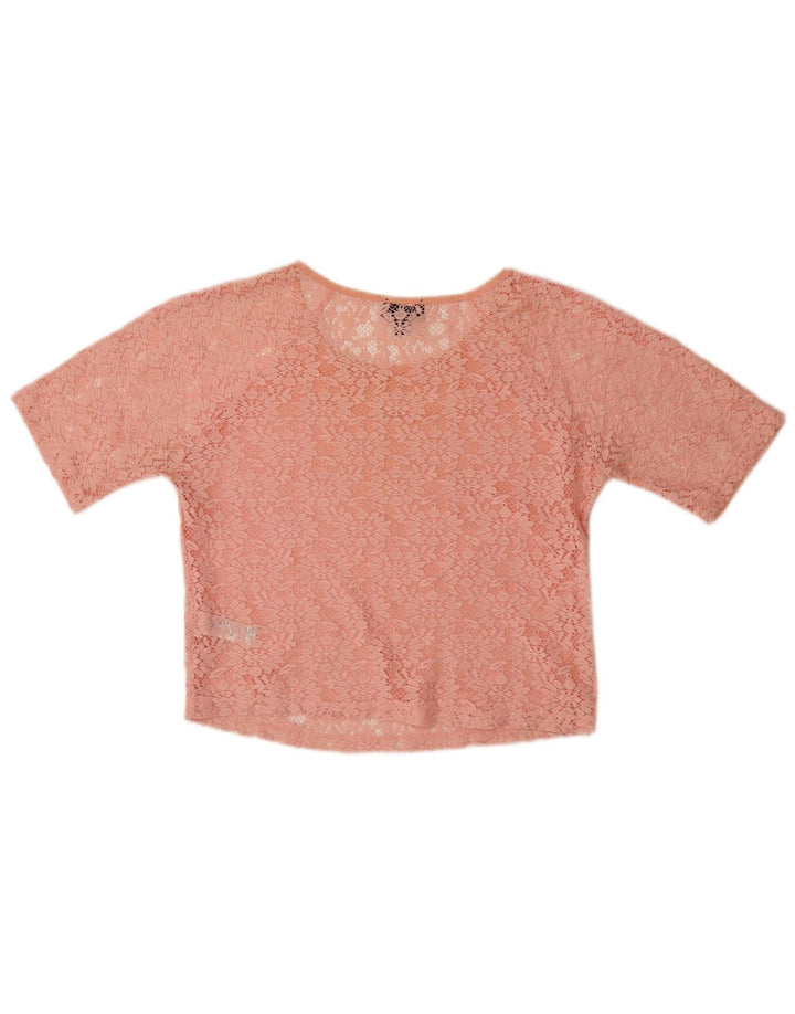 Topshop Camicetta in pizzo da donna Top UK 8 Piccolo poliestere floreale rosa