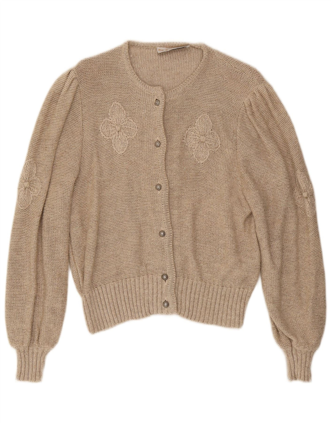 Maglione cardigan da donna Stapf UK 12 Beige medio floreale