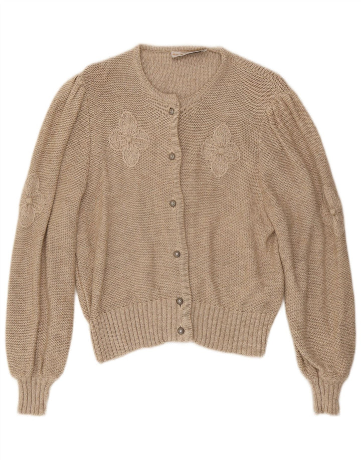Maglione cardigan da donna Stapf UK 12 Beige medio floreale