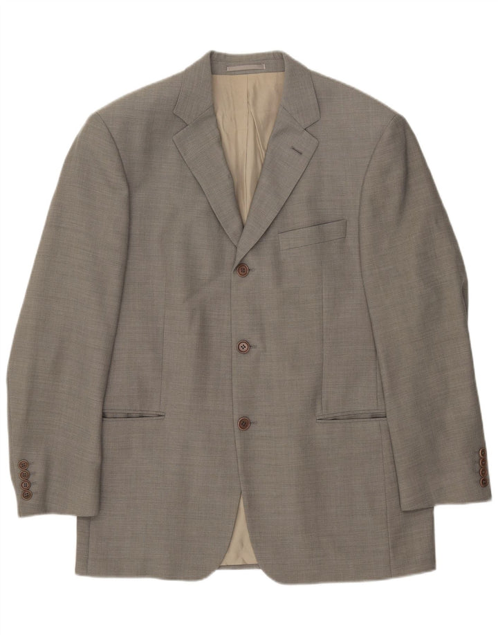 Giacca blazer da uomo a 3 bottoni Hugo Boss EU 50 grande lana grigia