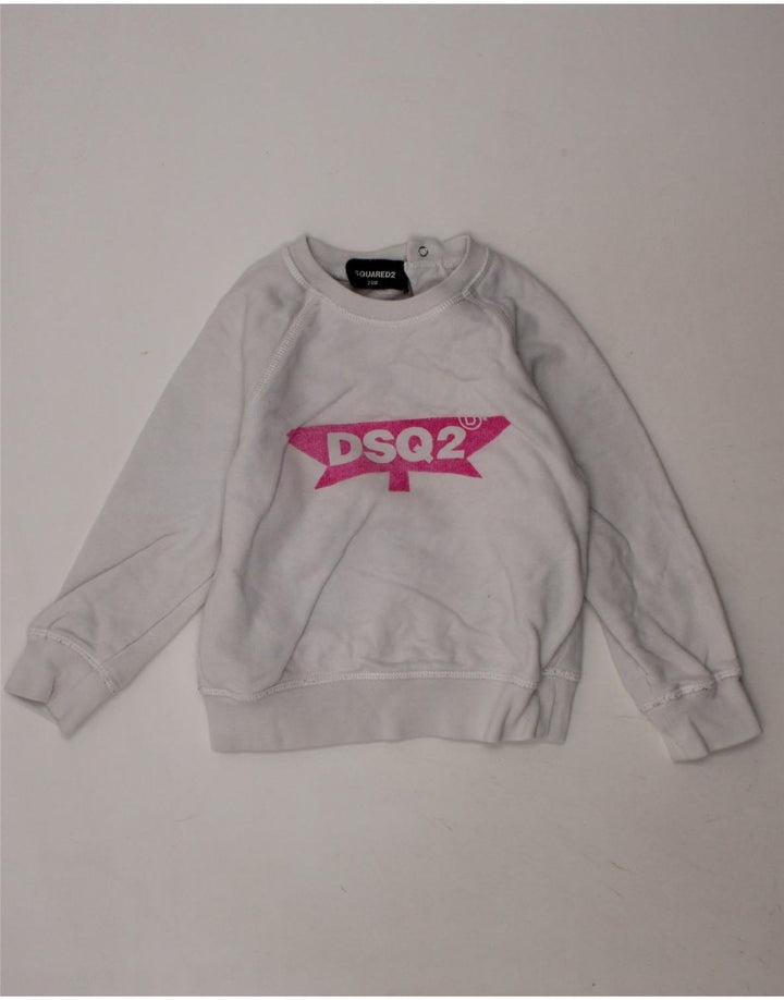 DSQUARED2 Baby Girls Graphic Sweatshirt Jumper 18-24 Months White Vintage Dsquared2 and Second-Hand Dsquared2 from Messina Hembry 