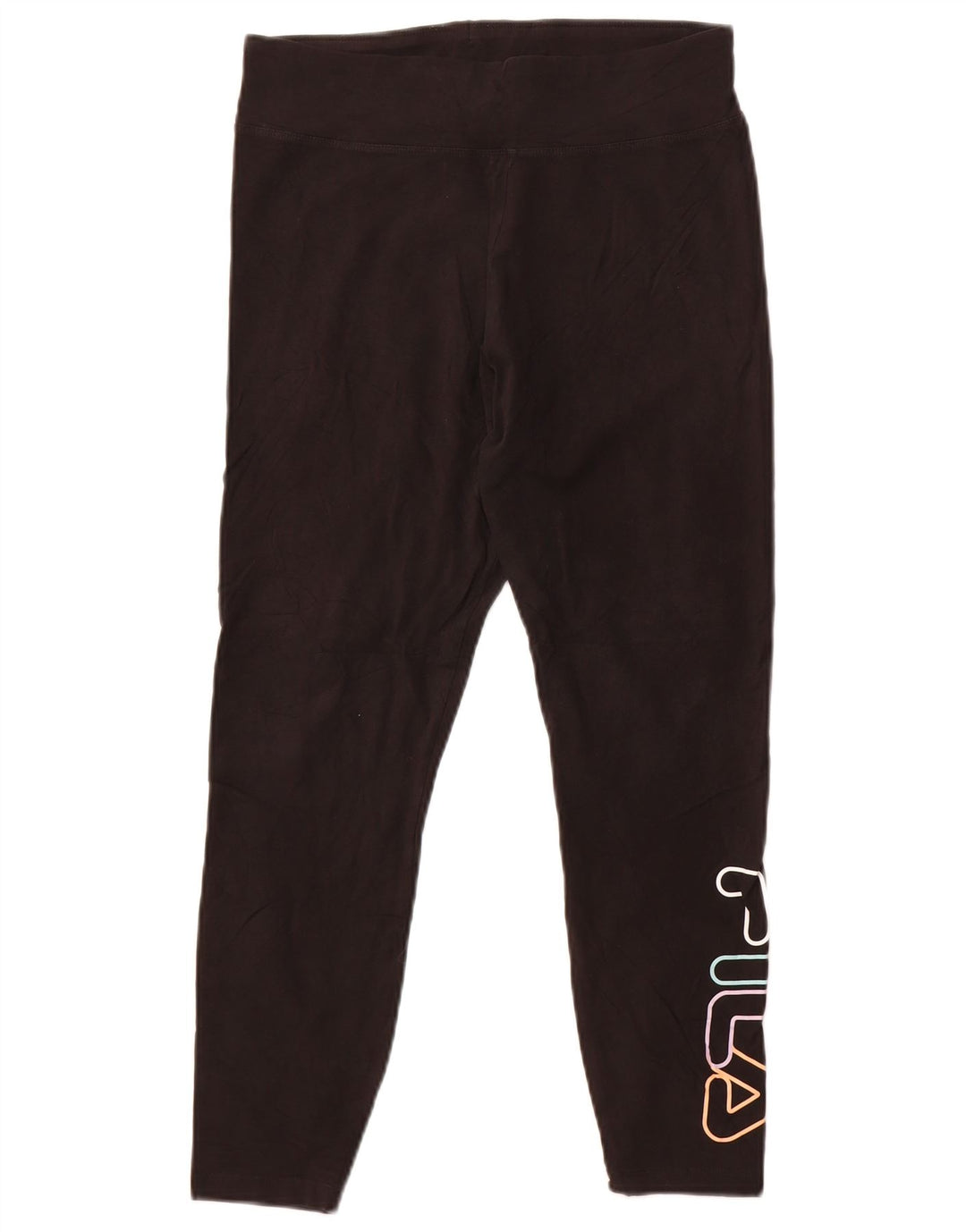 Leggings corti con grafica da donna Fila UK 14 grande cotone nero