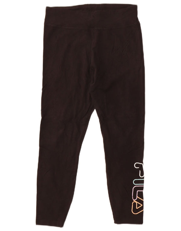 Leggings corti con grafica da donna Fila UK 14 grande cotone nero
