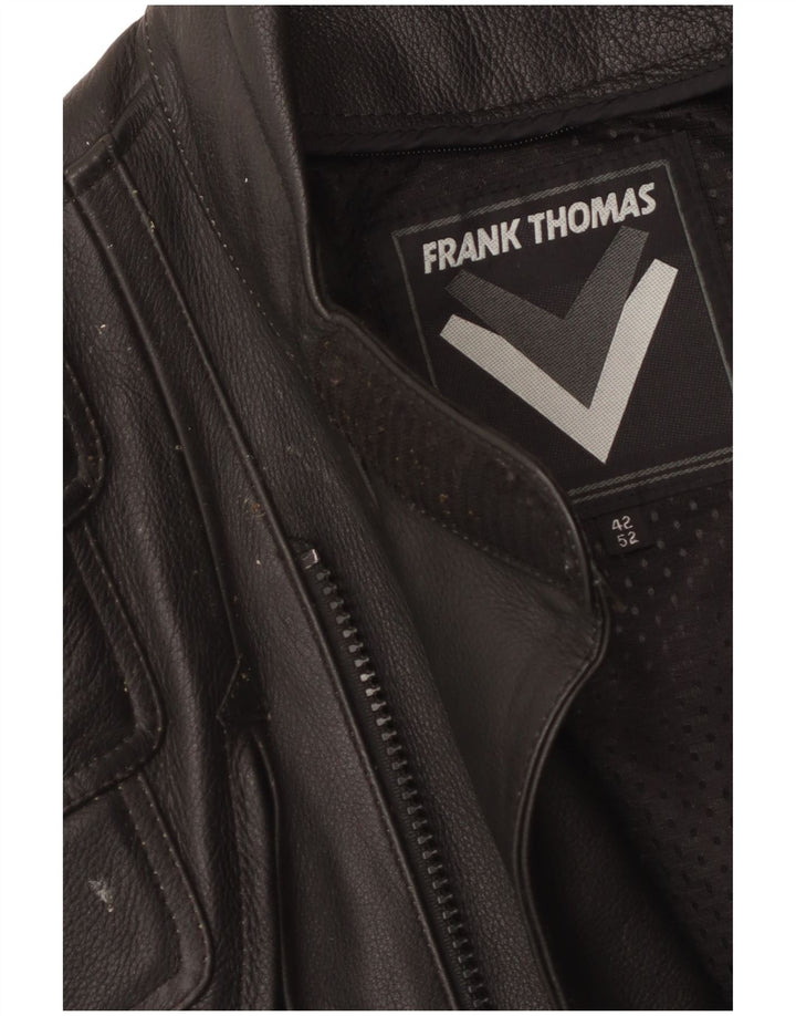 FRANK THOMAS Giacca da pilota in pelle da uomo UK 42 XL Pelle nera