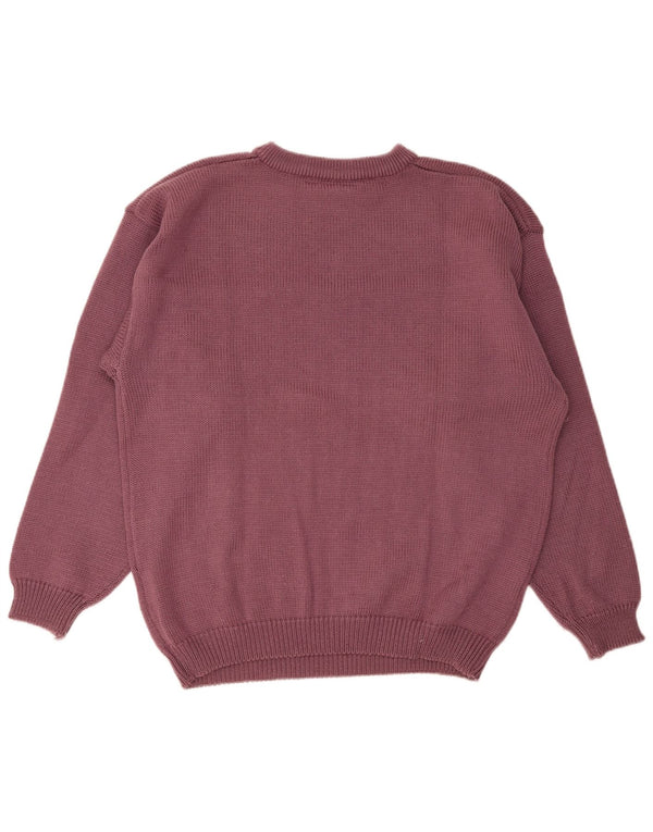 Maglione maglione girocollo da uomo vintage grande poliacrilico viola