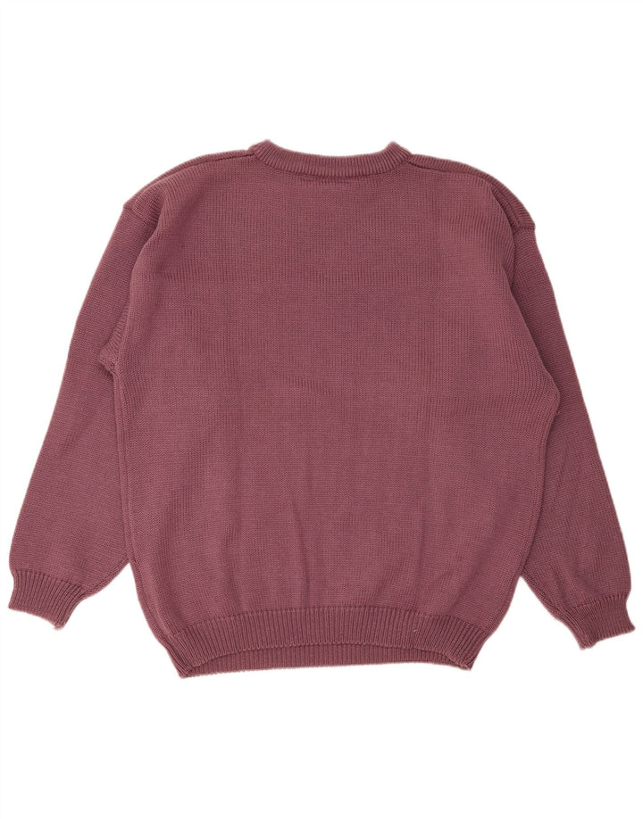 Maglione maglione girocollo da uomo vintage grande poliacrilico viola