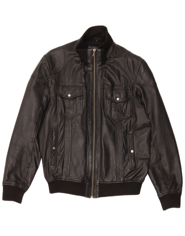 Giacca in pelle vintage da uomo UK 40 grande in pelle nera