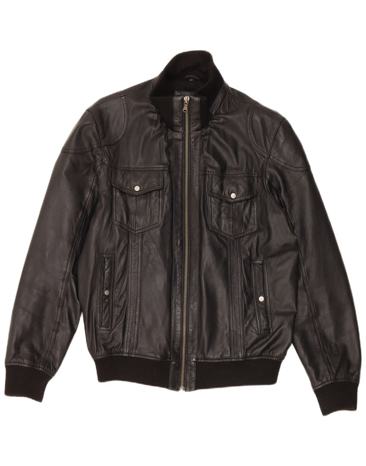Giacca in pelle vintage da uomo UK 40 grande in pelle nera
