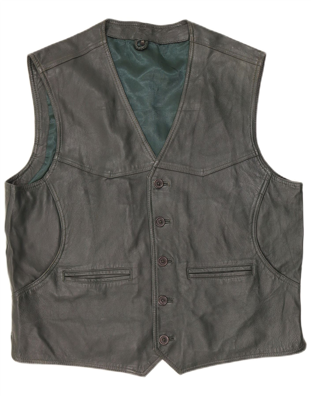 Gilet in pelle da uomo VINTAGE IT 56 2XL Pelle kaki