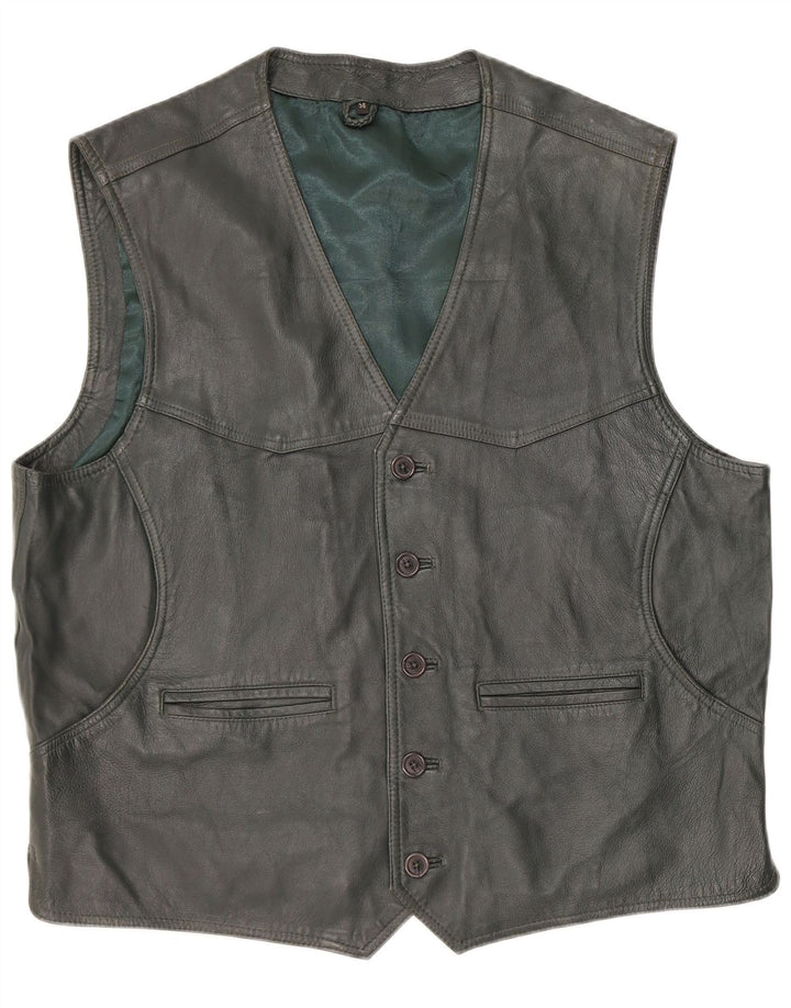 Gilet in pelle da uomo VINTAGE IT 56 2XL Pelle kaki