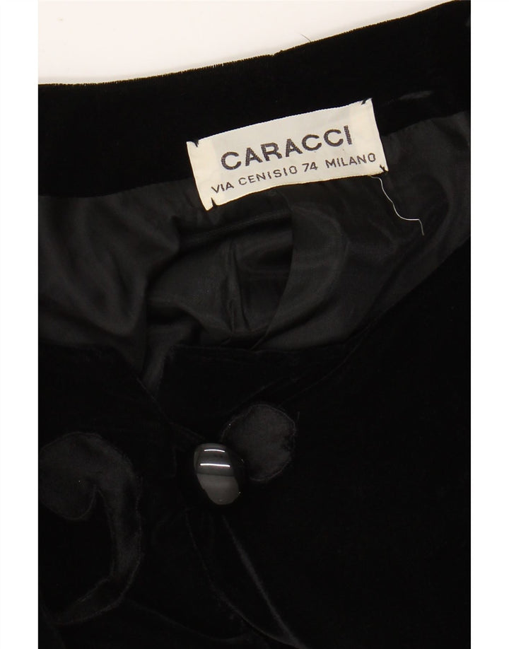 Giacca blazer in velluto da donna a 5 bottoni VINTAGE UK 12 Medium Black Paisley