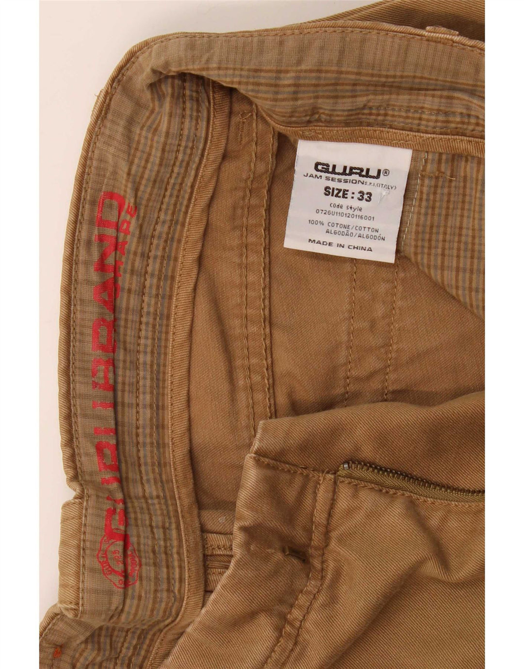 Pantaloni da abito dritti da uomo Guru W33 L33 in cotone marrone