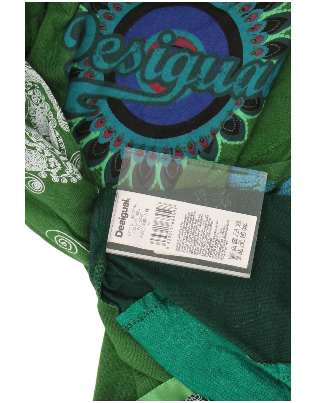 DESIGUAL Abito a trapezio da donna UK 12 Viscosa Paisley verde medio