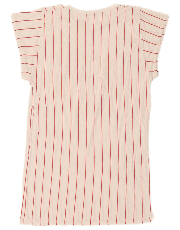 T-shirt vintage da donna Top UK 12 a righe bianche medie