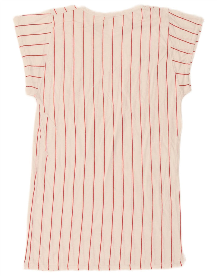 T-shirt vintage da donna Top UK 12 a righe bianche medie