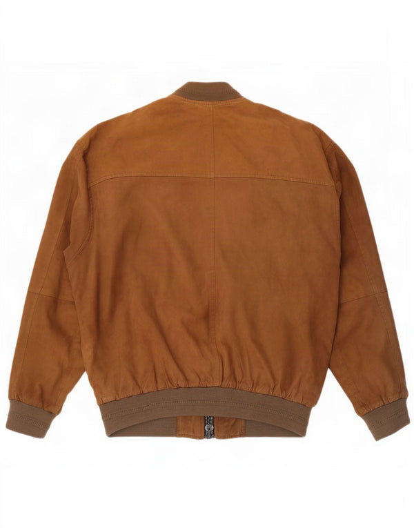 Giubbotto bomber da uomo in pelle scamosciata Don Camillo IT 50 Large in pelle marrone